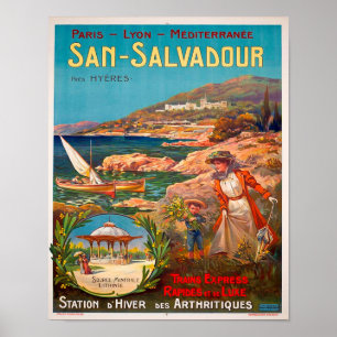 Vintag 1900 San Salvadour Reiseplakat Poster