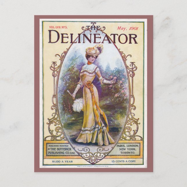 Vintag 1901 Delineator Magazine Cover Postcard Postkarte (Vorderseite)