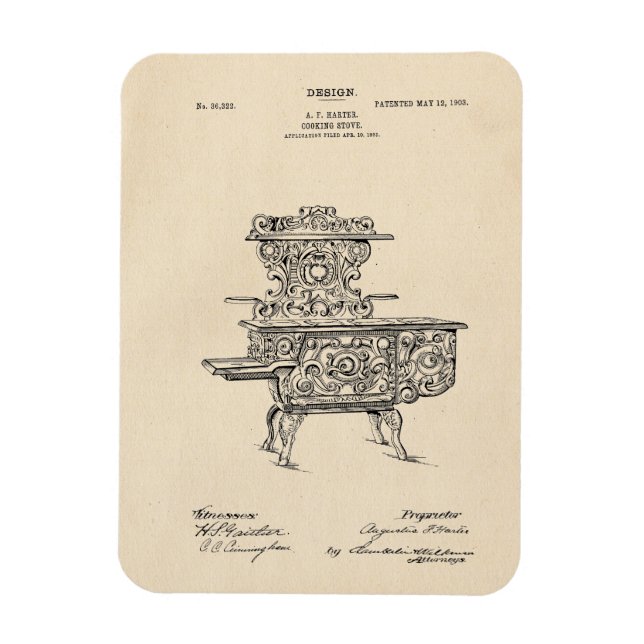 Vintag 1903 Kochen Stove Patent Magnet (Vertikal)