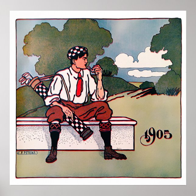 Vintag 1905 Golfer Print Poster (Vorne)