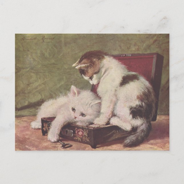 Vintag 1907 Illustration of Kittens Playing Postkarte (Vorderseite)