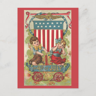 Vintag 1909 Amerikanische Unabhängigkeitstag Feier Postkarte