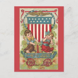 Vintag 1909 Amerikanische Unabhängigkeitstag Feier Postkarte