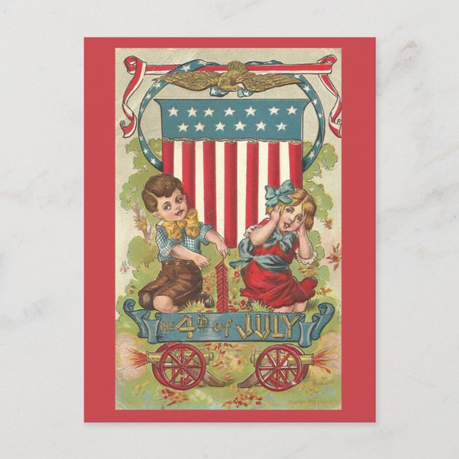 Vintag 1909 Amerikanische Unabhängigkeitstag Feier Postkarte (Vorderseite)