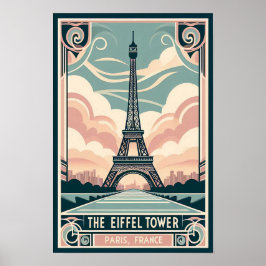 Vintag 1910 Paris Eiffelturm Art Deco Poster