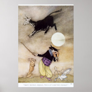 Vintag 1913 "Cat And The Fiddle" von A. Rackham Poster