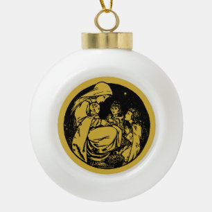 Vintag 1915 Weihnachtskrippe Keramik Kugel-Ornament