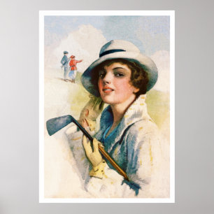 Vintag 1916 Golf Aquarell Print Poster