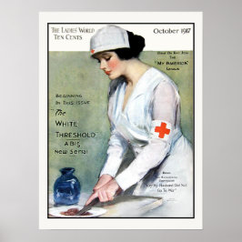 Vintag 1917 Ladys Magazine Red Cross Nurse Poster