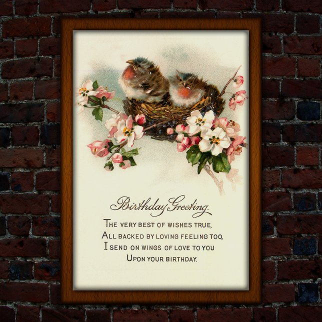 Vintag 1917 Nesting Birds Birthday Poster (Von Creator hochgeladen)