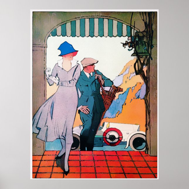Vintag 1918 Golf Aquarell Print Poster (Vorne)