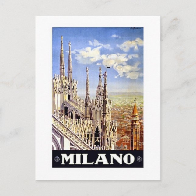 Vintag 1920 Duomo di Milano Italien Reiseplakat Postkarte (Vorderseite)