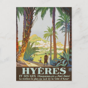 Vintag 1925 Riviera - Hyeres Postkarte