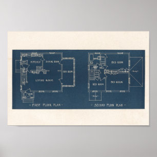 Vintag 1927 House Design 10A5 Räume Poster