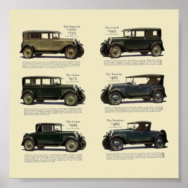 Vintag 1928 Kfz-Werbung Poster (Vorne)