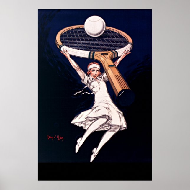 Vintag 1929 Jean d'Ylen Tennis Ad Poster (Vorne)