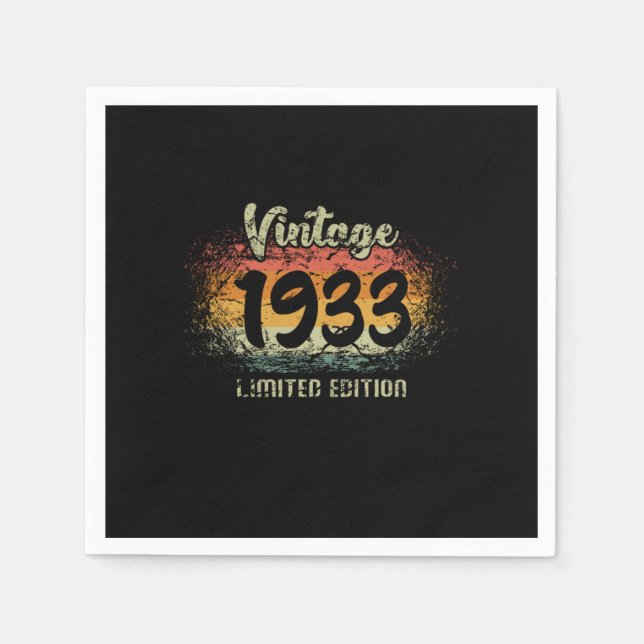 Vintag 1933 Limited Edition Geburtstagsgeschenk Serviette (Vorderseite)