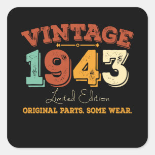 Vintag 1943 Original Parts Funny Birthday Geschenk Quadratischer Aufkleber