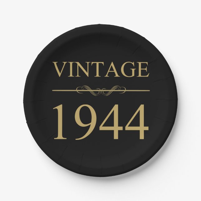 Vintag 1944 80. Geburtstag Pappteller (Vorderseite)