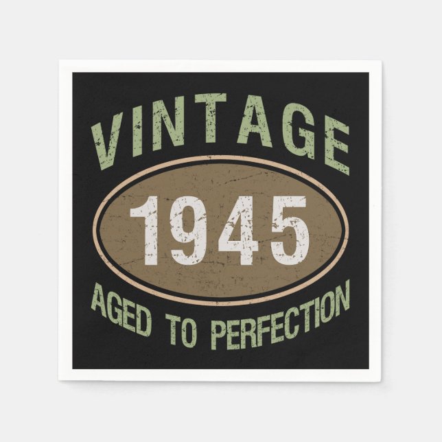 Vintag 1945 80. Geburtstag Serviette (Vorderseite)