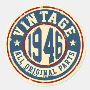 Vintag 1946 Alle Originalteile Runder Aufkleber