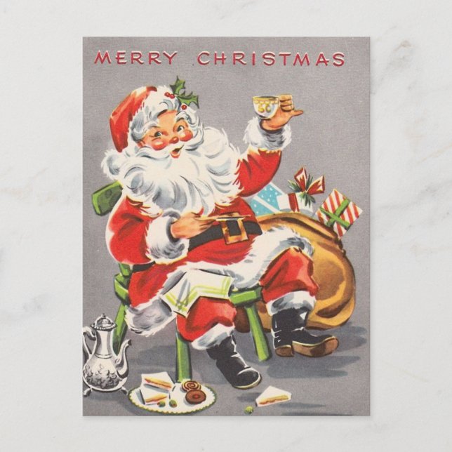 Vintag 1950 Weihnachten Weihnachtsfeiertag Postkar (Vorderseite)
