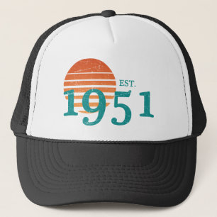 Vintag 1951 70. Geburtstag Retro Sunset Truckerkappe