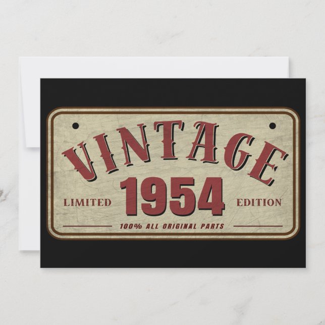 Vintag 1954 Limited Edition Alle Originalteile Einladung (Vorderseite)