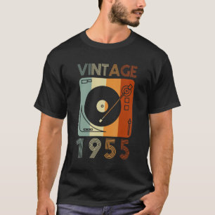 Vintag 1955 Retro Record Player Geburtstag Vinyl D T-Shirt