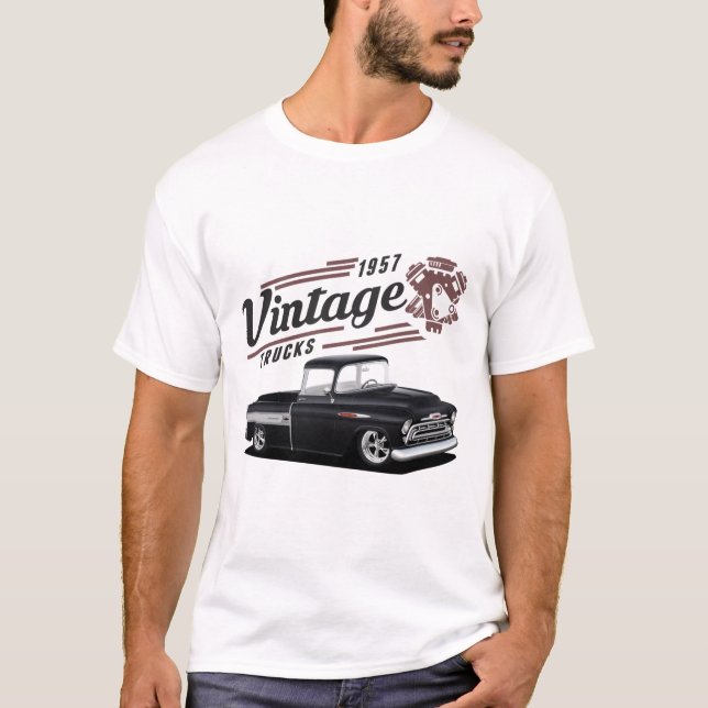 Vintag 1957 Black Street Truck T-Shirt (Vorderseite)