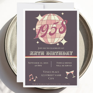 Vintag 1958 Retro lila Einladung zum 66. Geburtsta