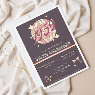 Vintag 1959 65. 66. Geburtstagsretro Einladung