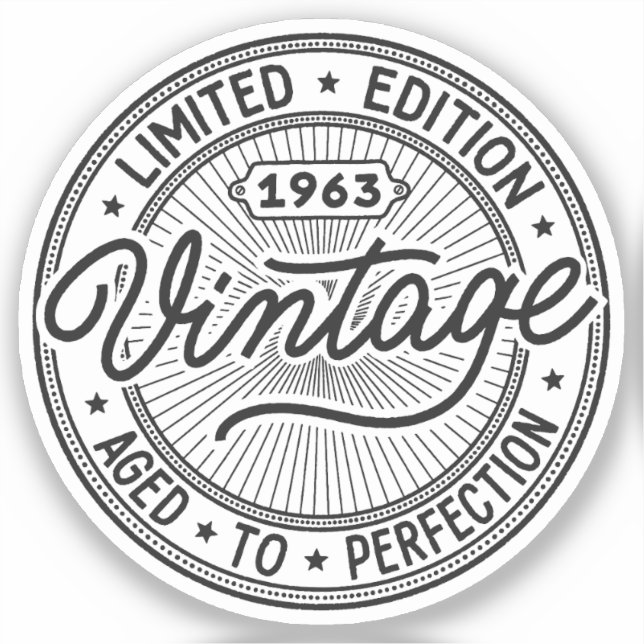 Vintag 1963 Geburtstag Aufkleber (Vorderseite)