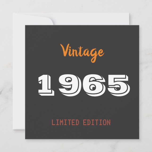 Vintag 1965 limitierte Auflage 60. Geburtstagsgesc Save The Date (Vorderseite)