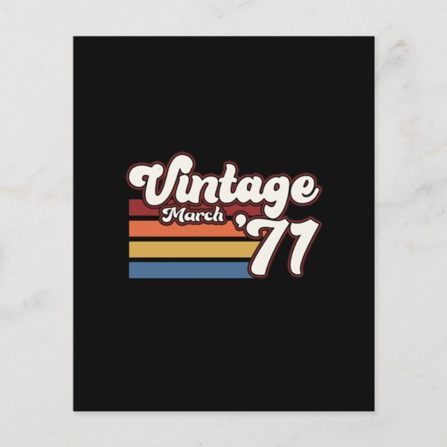Vintag 1971 50. Geburtstag März (Vorderseite)