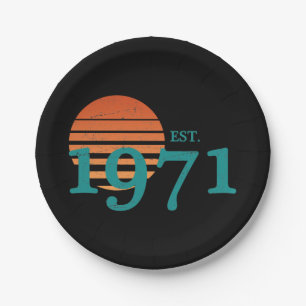 Vintag 1971 50. Geburtstag Retro Sunset Pappteller