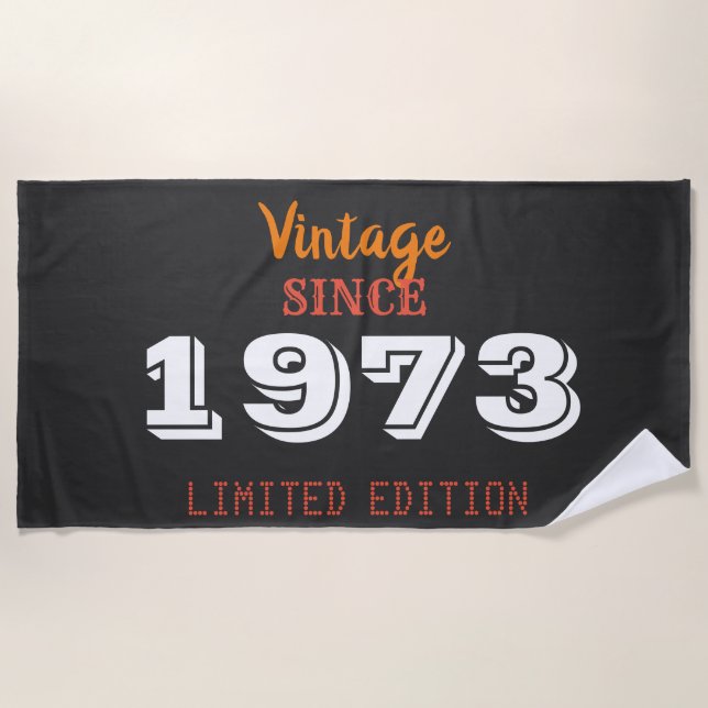 Vintag 1973 Jahr limitierte Auflage 50. Geburtstag Strandtuch (Vorderseite)