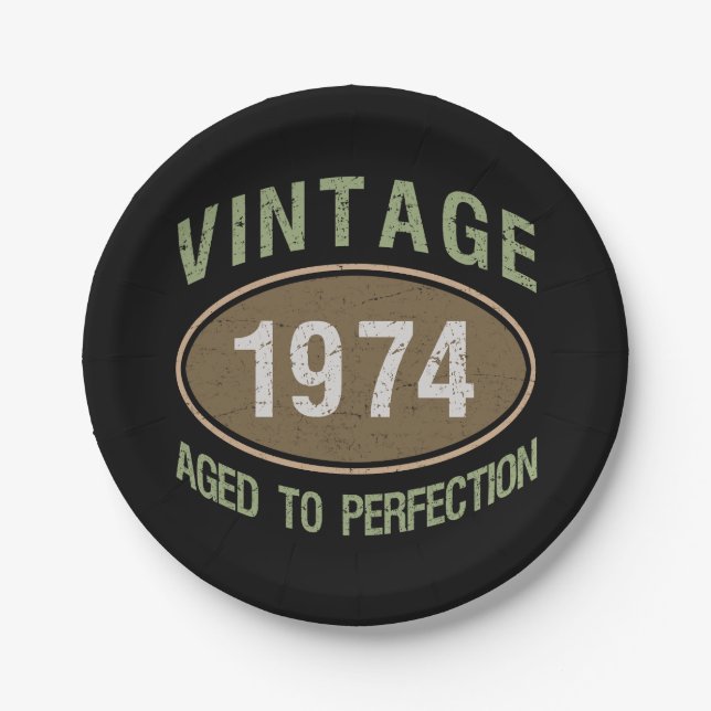 Vintag 1974 50. Geburtstag Pappteller (Vorderseite)