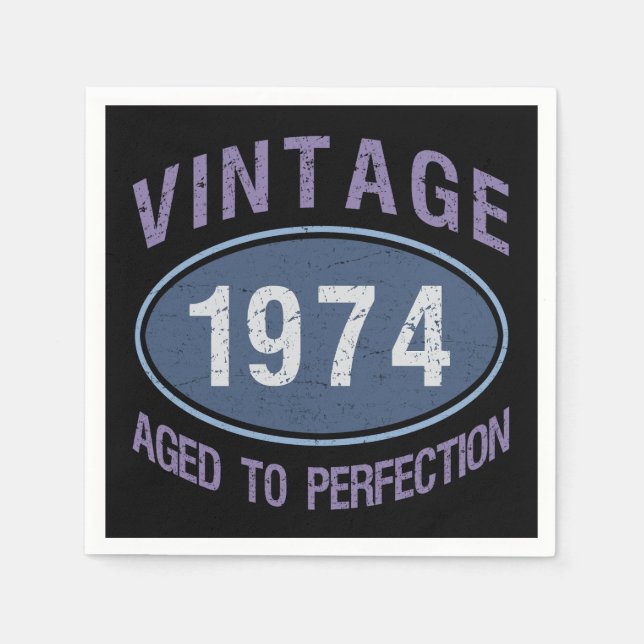 Vintag 1974 50. Geburtstag Serviette (Vorderseite)