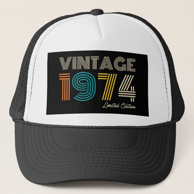 Vintag 1974 Limited Edition 50. Geburtstag Truckerkappe (Vorderseite)