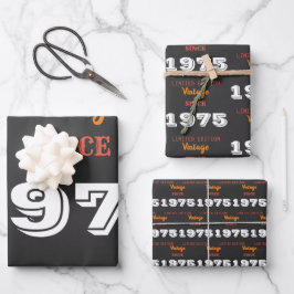 Vintag 1975 Limited Edition 50. Geburtstag Retro Geschenkpapier Set