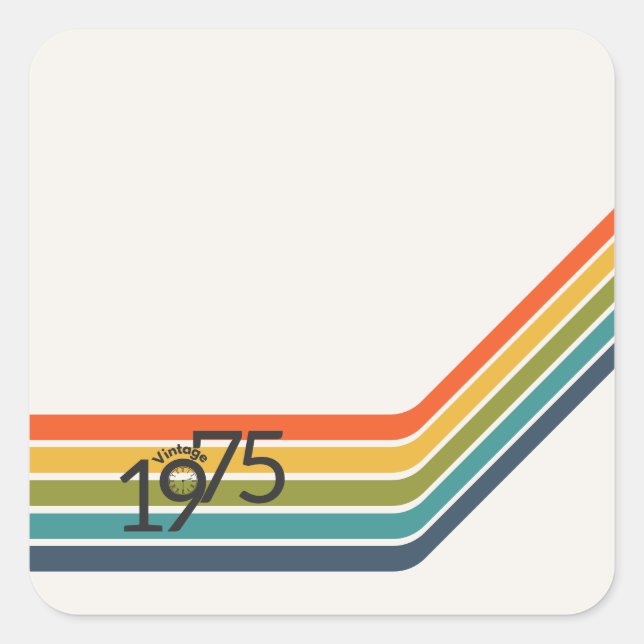 Vintag 1975 Retro-Design Quadratischer Aufkleber (Vorderseite)