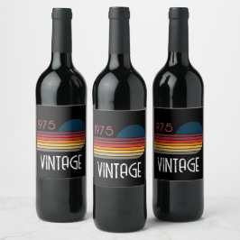 Vintag 1975 Retro Stripe Sun Weinetikett