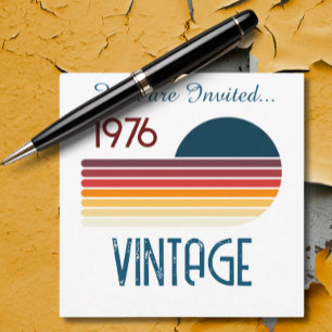 Vintag 1976 Retro Stripe Sun 50. Geburtstag Einladung