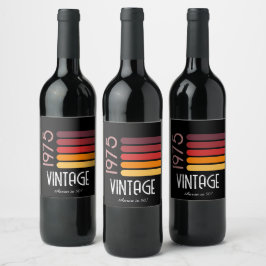 Vintag 1976 Retro Stripe Sun 50. Geburtstag Weinetikett