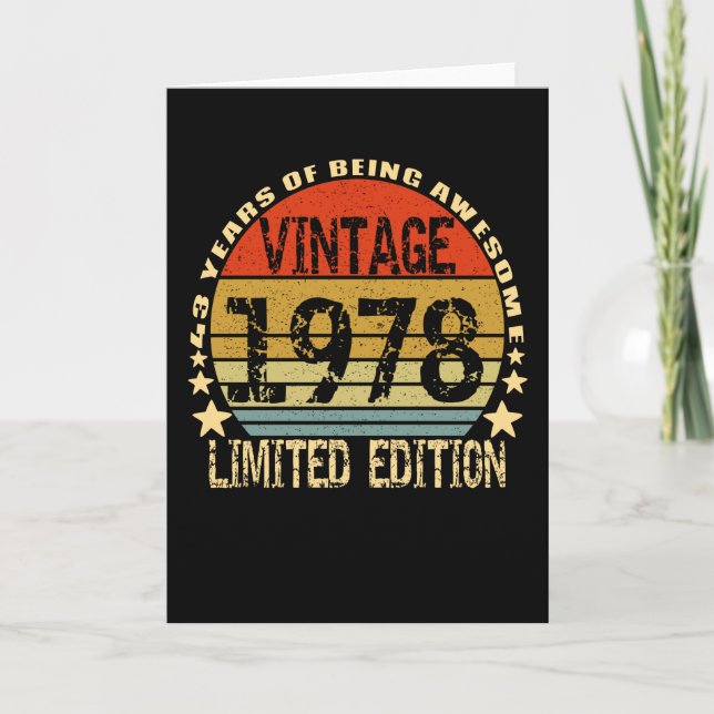 Vintag 1978 Limited Edition 43 Years Karte (Vorderseite)