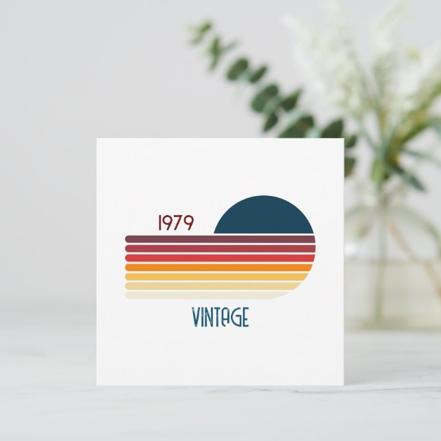 Vintag 1979 Retro Stripe Sun Dankeskarte (Stehend Vorderseite)