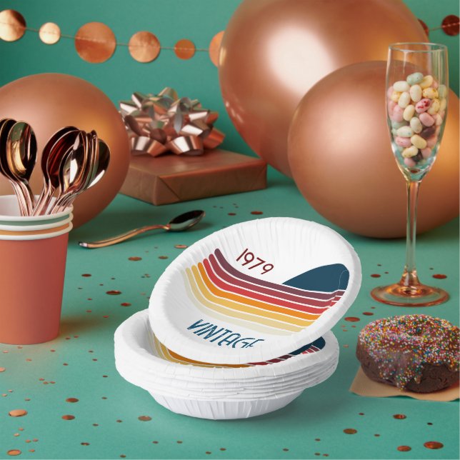 Vintag 1979 Retro Stripe Sun Pappteller (Multi)