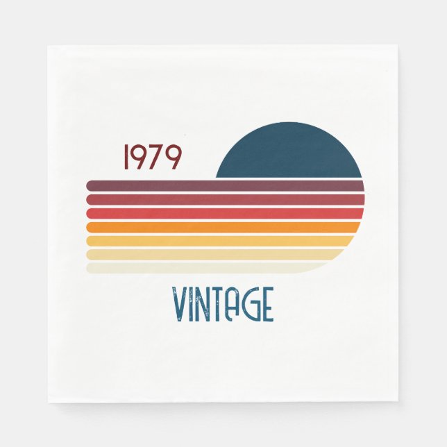 Vintag 1979 Retro Stripe Sun Serviette (Vorderseite)