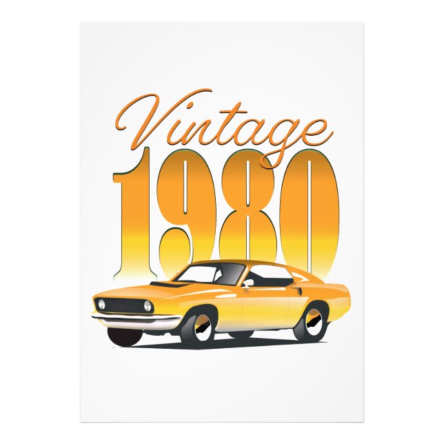 Vintag 1980 Retro-Auto Fotodruck (Vorne)